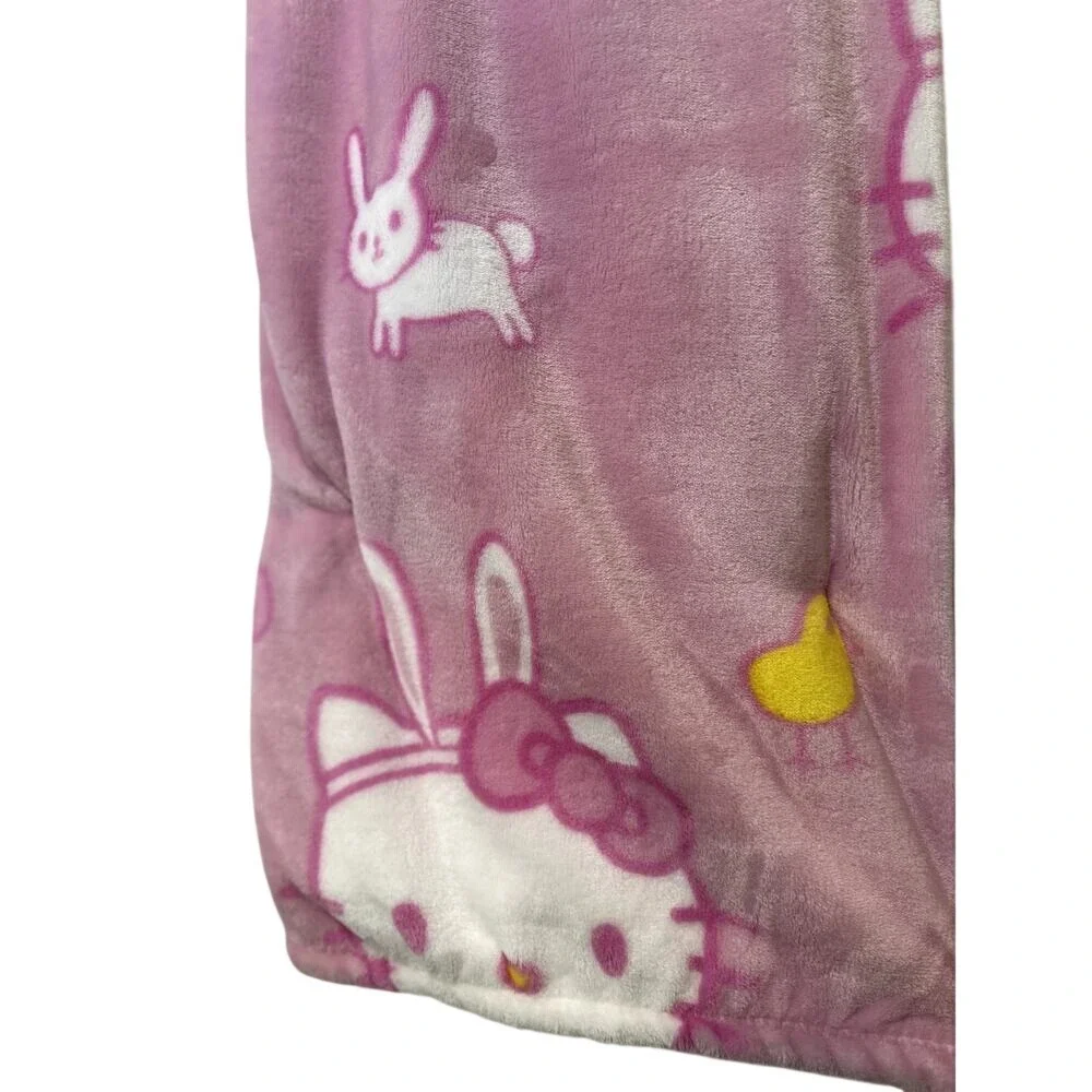Hello Kitty Pink Bunny Throw Blanket Peeps Kitties NWT